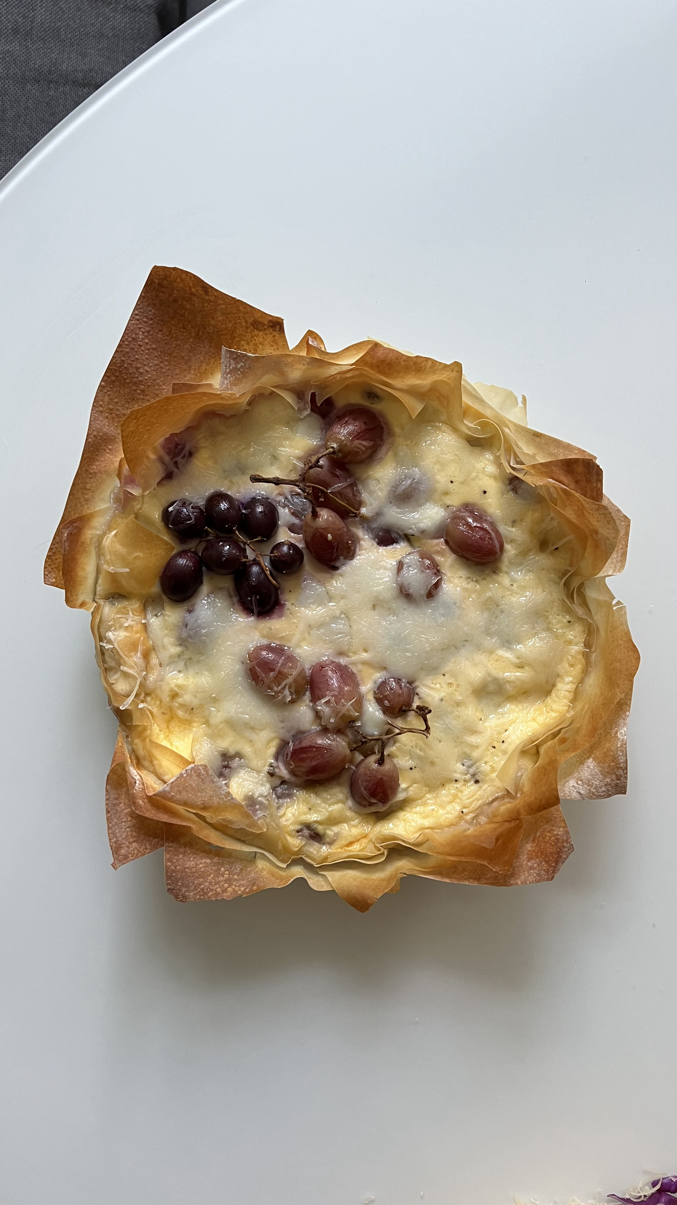 Goat cheese and grape pie